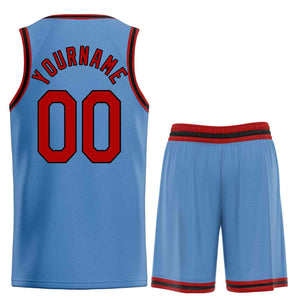 Uniforme de sport de guérison personnalisé, bleu clair, rouge-noir, ensembles classiques, maillot de basket-ball