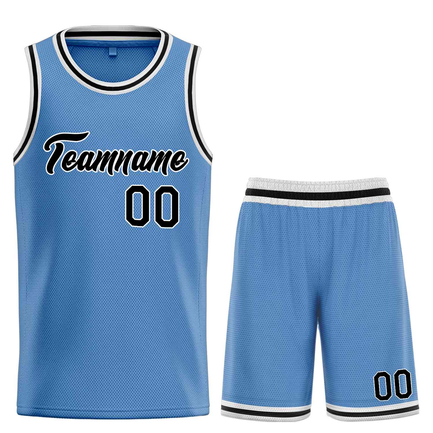 Custom Light Blue Black-White Heal Sports Uniform Classic Sets Basketball Jersey