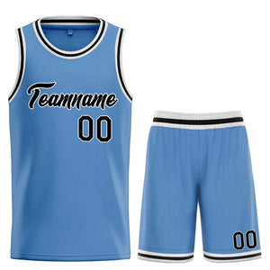 Uniforme de sport de guérison personnalisé, bleu clair, noir et blanc, ensembles classiques, maillot de basket-ball