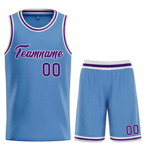 Custom Light Blue Purple-White Heal Sports Uniform Classic Sets Basketball Jersey