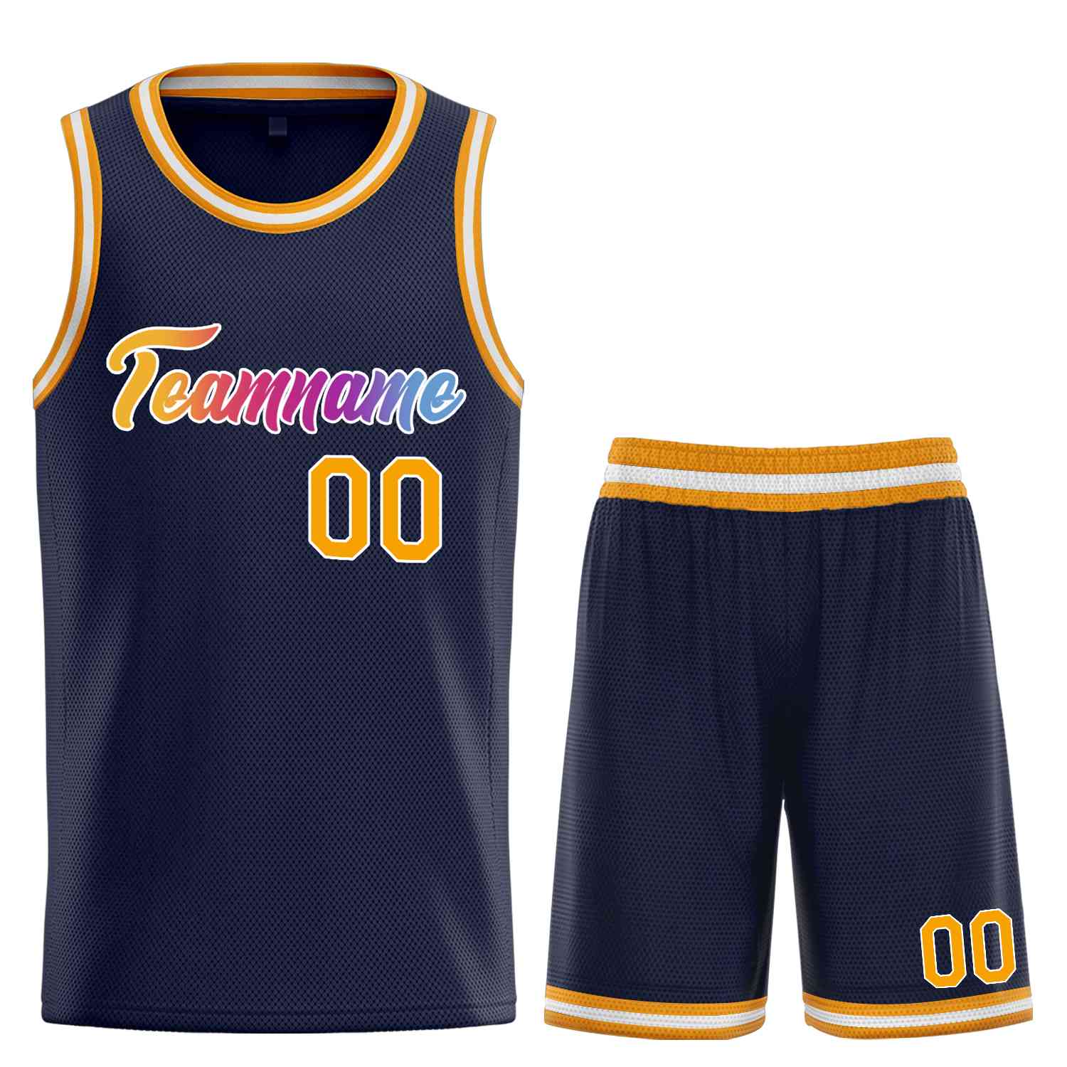 Custom Navy Yellow-White Heal Sports Uniform Classic Sets Basketball Jersey