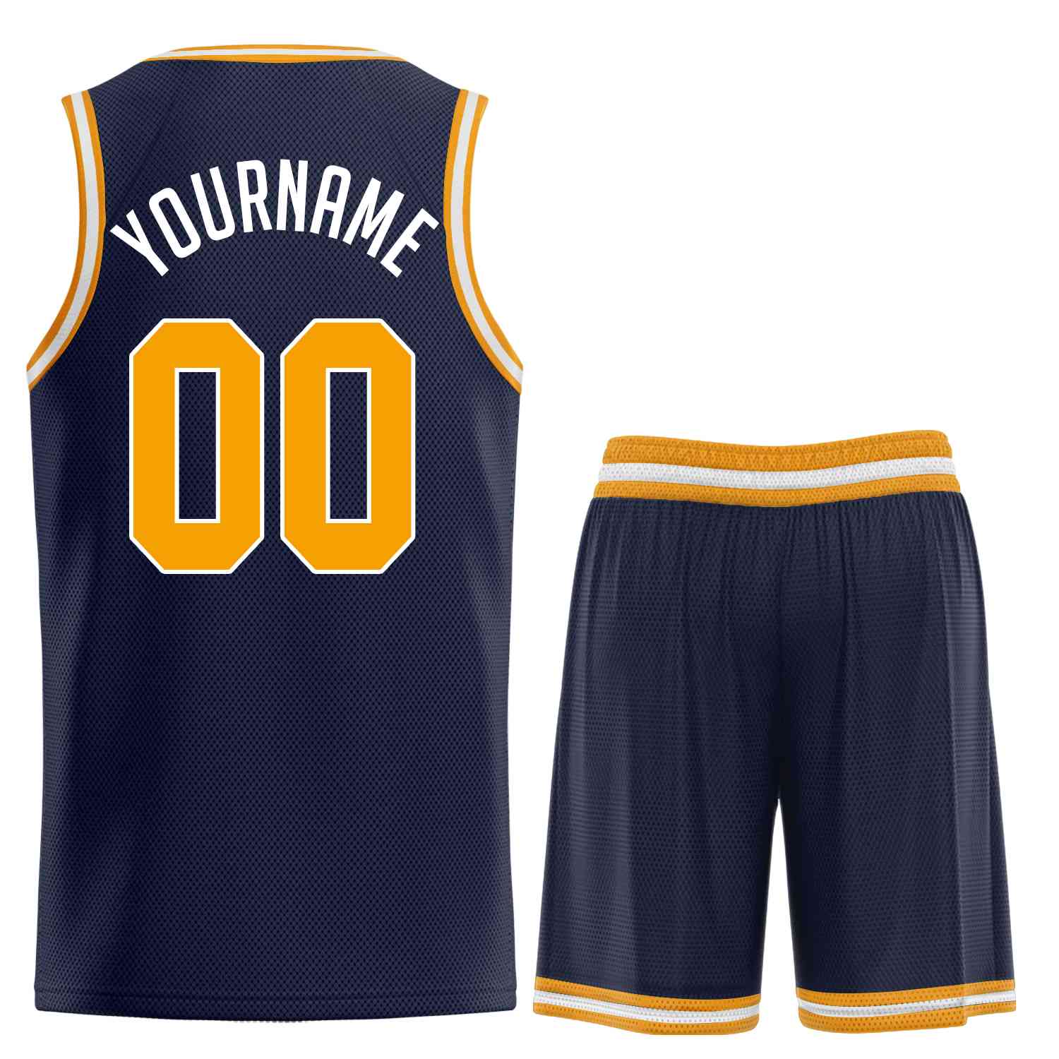 Maillot de basket-ball uniforme de sport personnalisé, ensembles classiques jaune-blanc marine