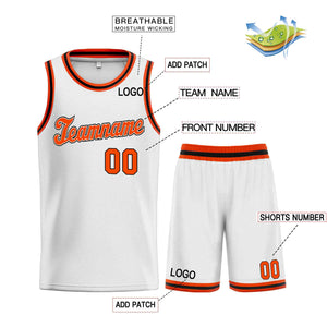 Maillot de basket-ball uniforme de sport, ensemble classique blanc Orange-noir personnalisé