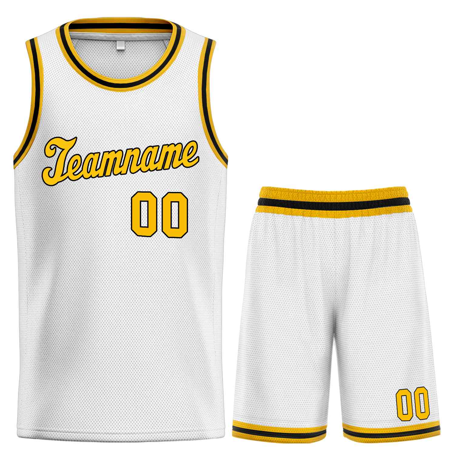 Ensembles classiques personnalisés blanc jaune-noir, maillot de basket-ball uniforme de sport