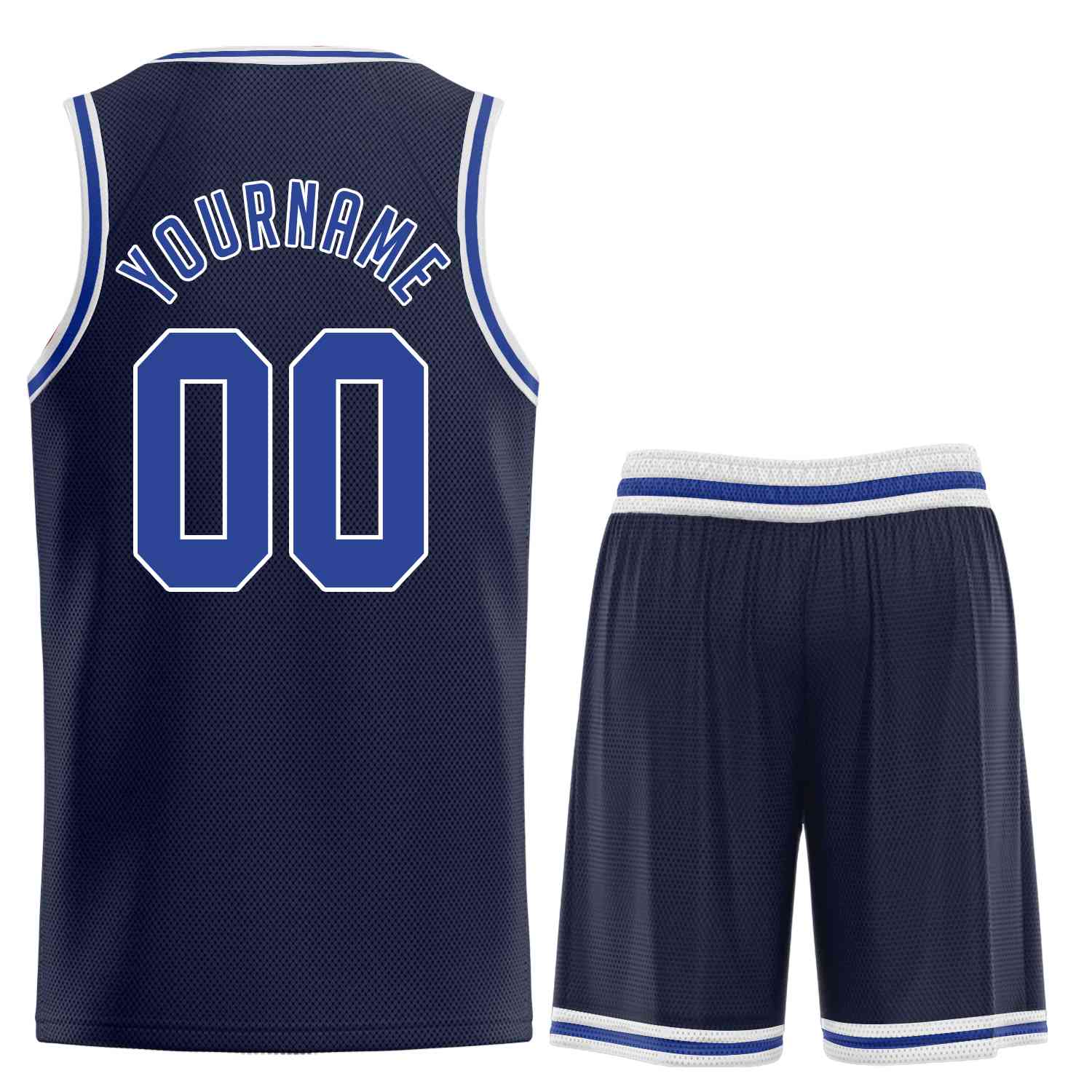 Custom Navy Royal-White Classic définit un maillot de basket-ball uniforme de sport