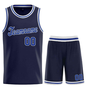 Custom Navy Royal-White Classic définit un maillot de basket-ball uniforme de sport