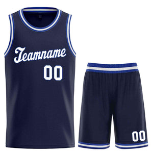 Custom Navy White-Royal Classic Sets Sports Uniform Basketball Jersey