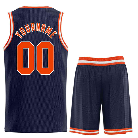 Custom Navy Orange-White Classic Sets Sports Uniform Basketball Jersey