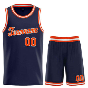 Maillot de basket-ball d'uniforme de sport d'ensembles classiques orange-blanc faits sur commande de marine