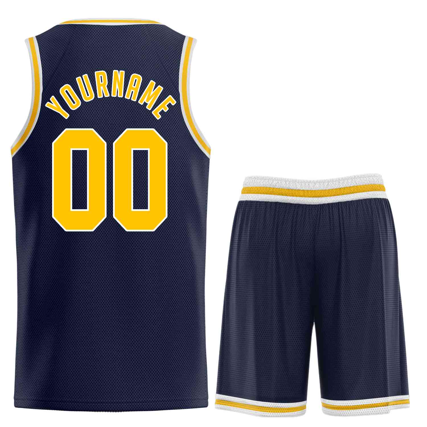 Custom Navy Yellow-White Classic Sets Sports Uniform Basketball Jersey