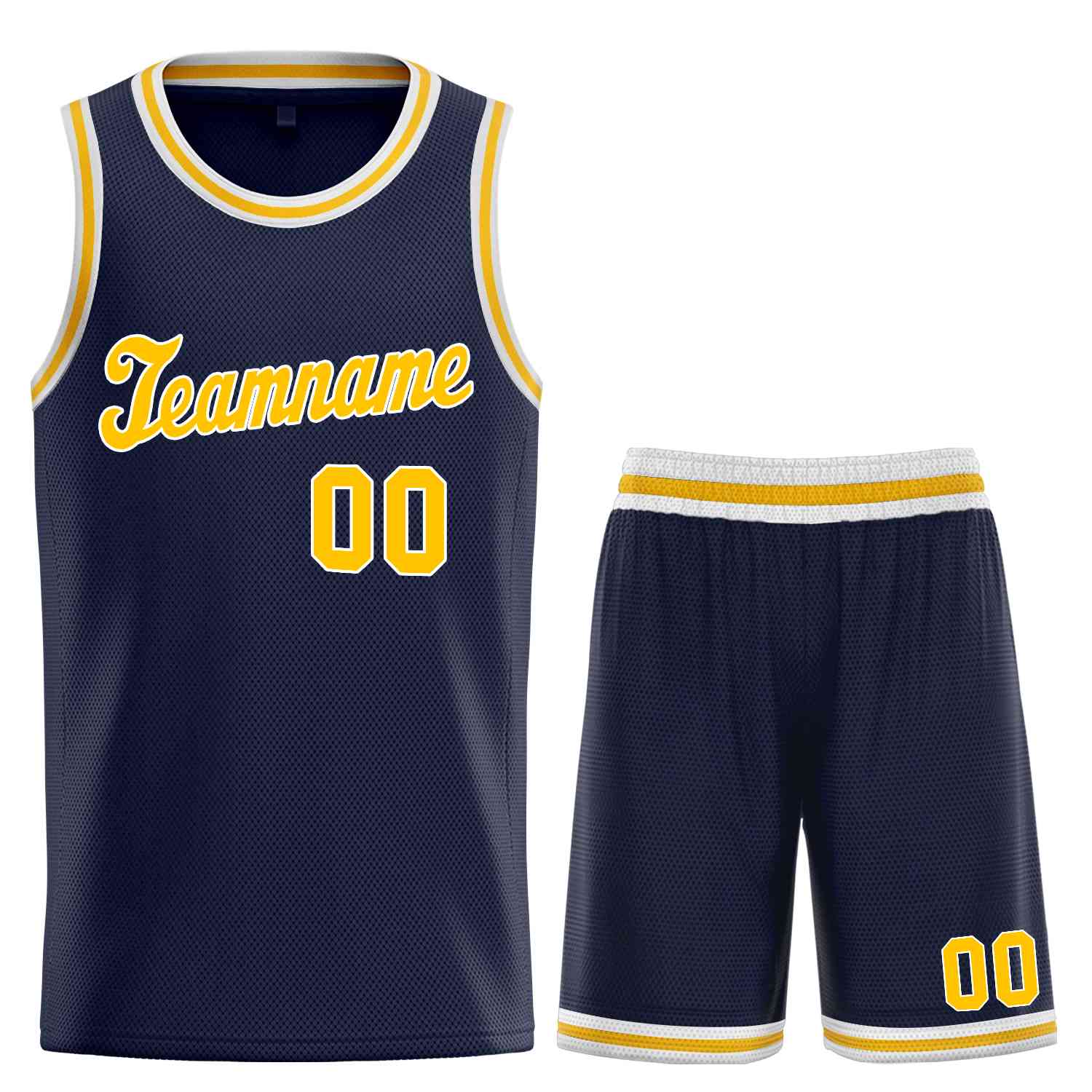 Custom Navy Yellow-White Classic Sets Sports Uniform Basketball Jersey