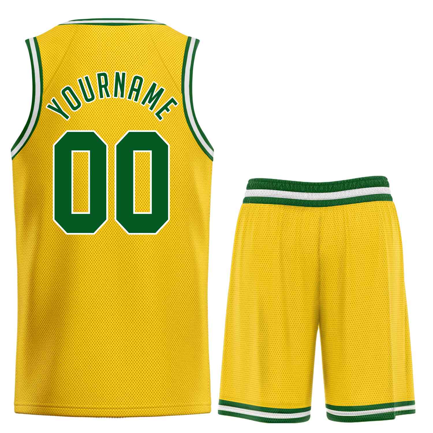 Ensemble classique jaune vert-blanc personnalisé, uniforme de sport, maillot de basket-ball