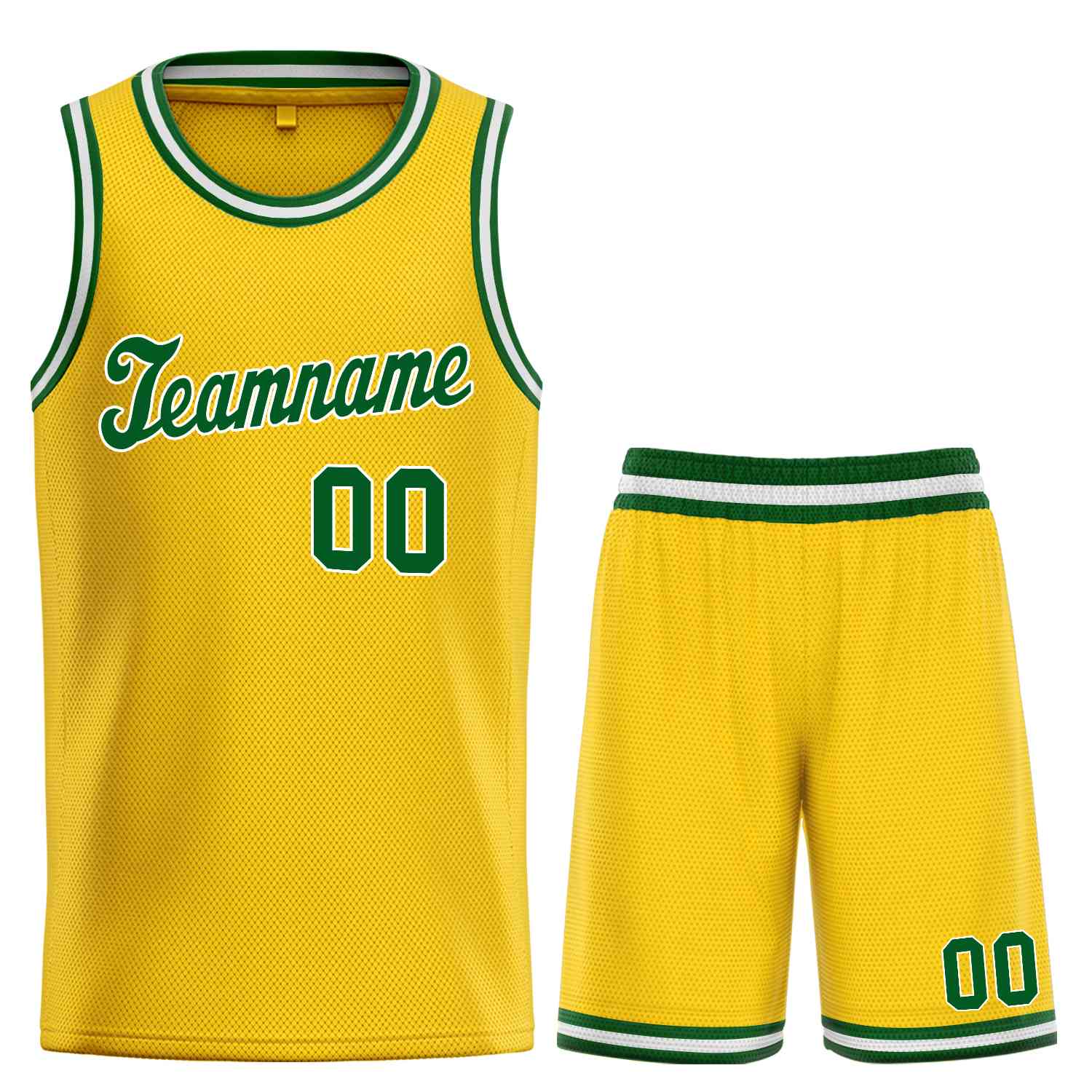 Ensemble classique jaune vert-blanc personnalisé, uniforme de sport, maillot de basket-ball