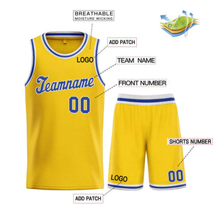 Ensembles classiques jaune Royal-blanc personnalisés, maillot de basket-ball uniforme de sport