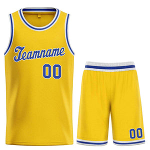 Ensembles classiques jaune Royal-blanc personnalisés, maillot de basket-ball uniforme de sport