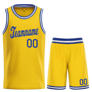 Le classique royal jaune fait sur commande place le maillot uniforme de basket-ball de sports