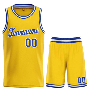 Ensembles classiques jaune Royal-blanc personnalisés, maillot de basket-ball uniforme de sport