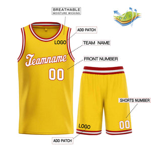 Custom Yellow White-Red Classic Sets Sports Uniform Basketball Jersey