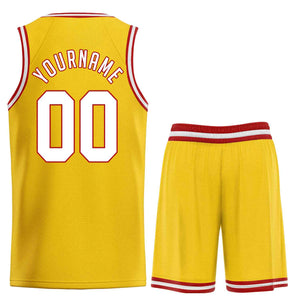 Custom Yellow White-Red Classic Sets Sports Uniform Basketball Jersey