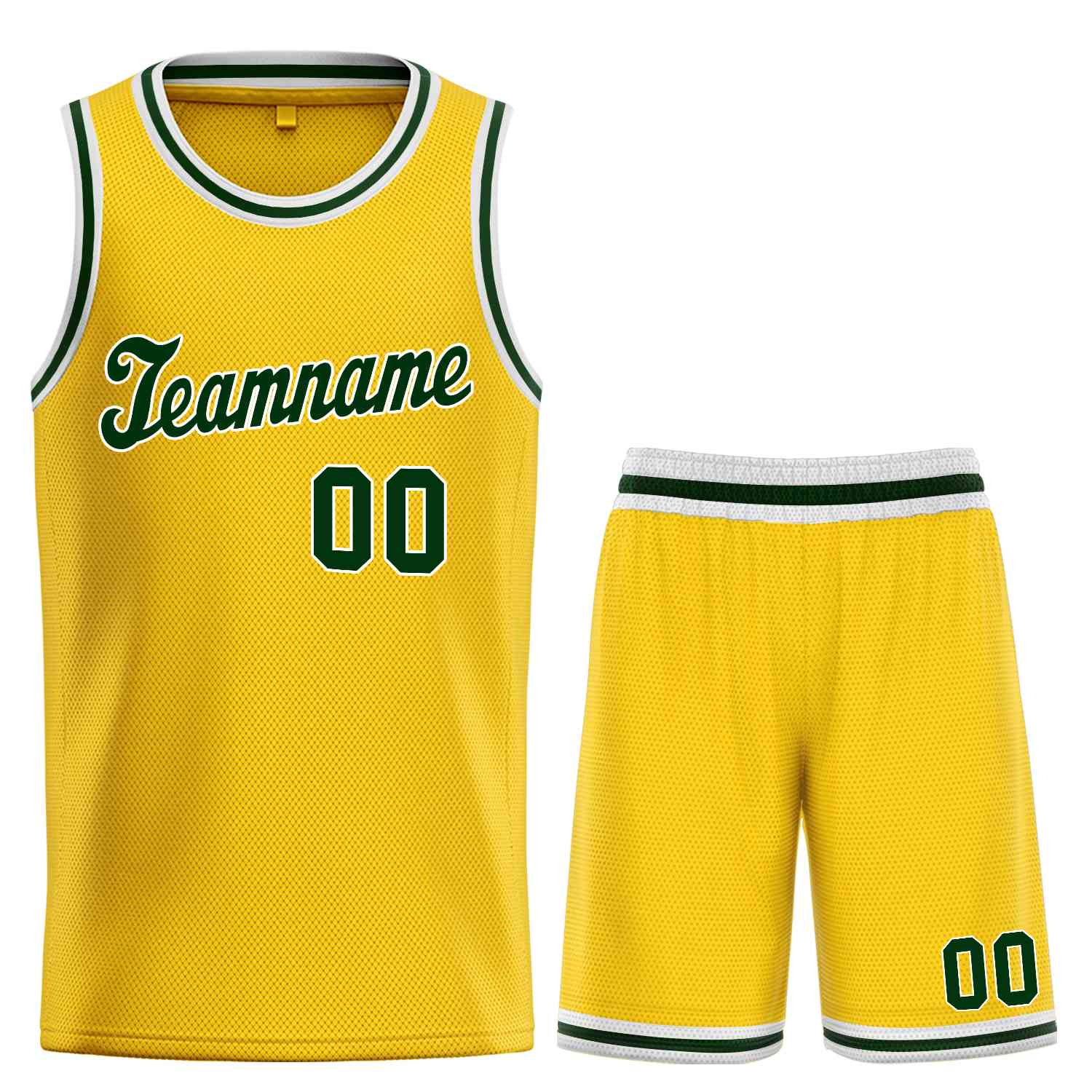 Maillot de basket-ball jaune personnalisé, ensemble classique vert-blanc, uniforme de sport