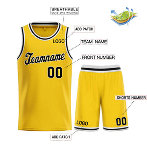 Custom Yellow Black-White Classic Sets Sports Uniform Basketball Jersey