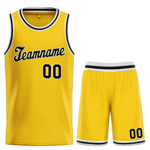 Custom Yellow Black-White Classic Sets Sports Uniform Basketball Jersey