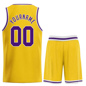 Custom Yellow Purple-White Classic Sets Sports Uniform Basketball Jersey