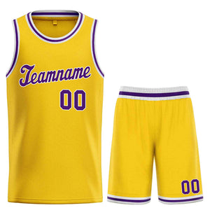 Custom Yellow Purple-White Classic Sets Sports Uniform Basketball Jersey