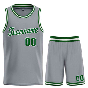 Custom Dark Gray Green-White Classic Sets Sports Uniform Basketball Jersey