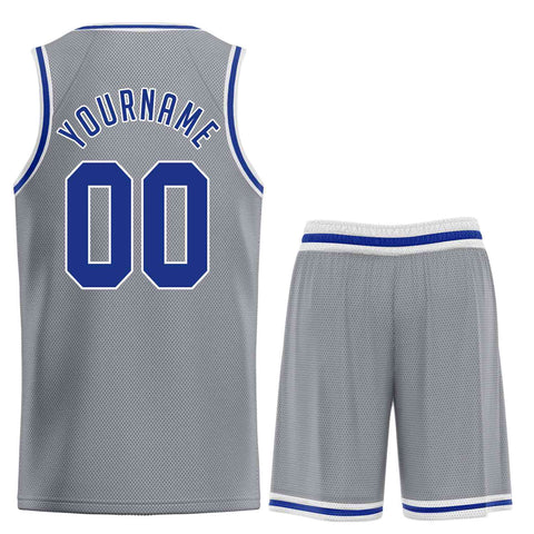 Custom Dark Gray Royal-White Classic Sets Sports Uniform Basketball Jersey