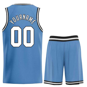 Custom Light Blue White-Black Classic Sets Sports Uniform Basketball Jersey