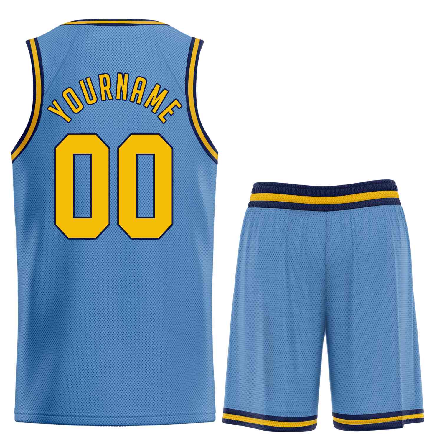 Custom Light Blue Yellow-Navy Classic Sets Sports Uniform Basketball Jersey