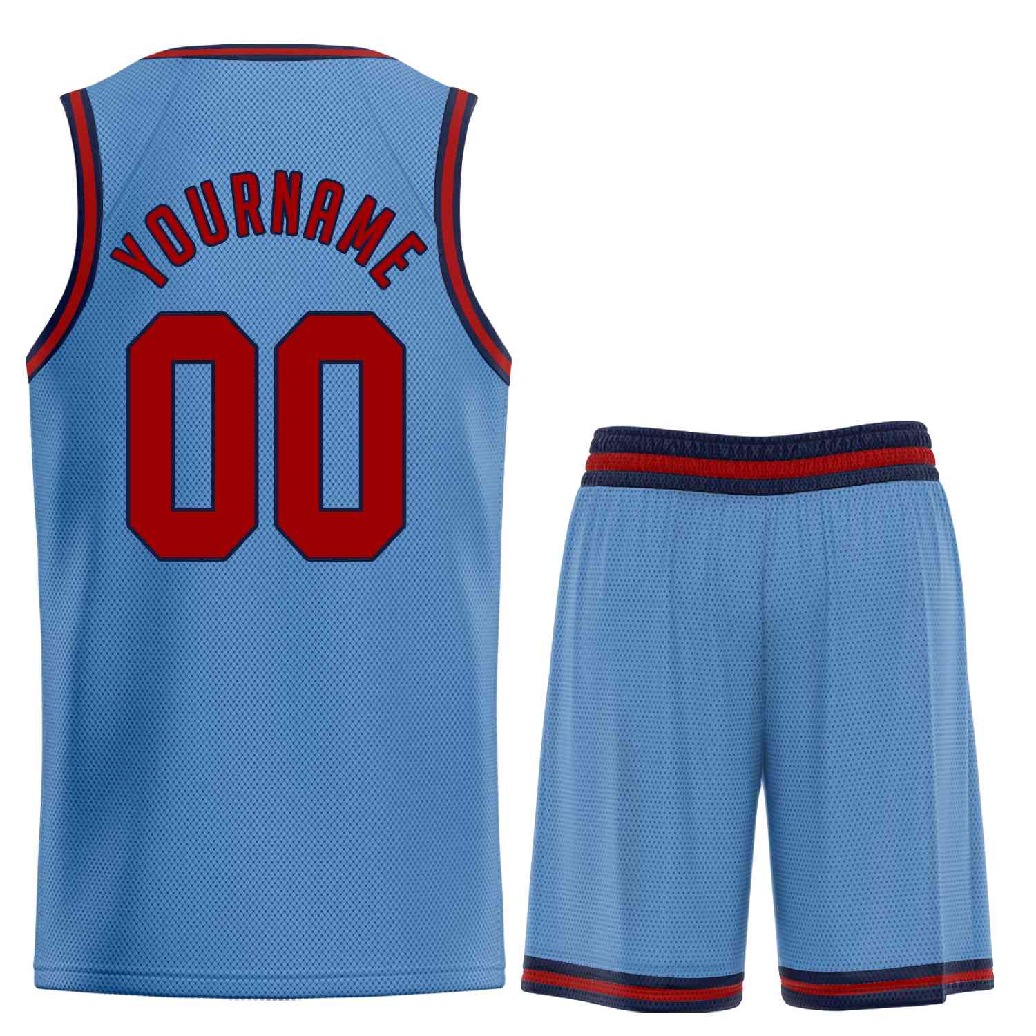 Custom Light Blue Navy-Red Classic Sets Sports Uniform Basketball Jersey