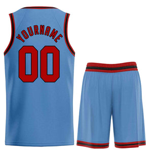 Maillot de basket-ball uniforme de sport, ensembles classiques bleu clair rouge-noir personnalisés