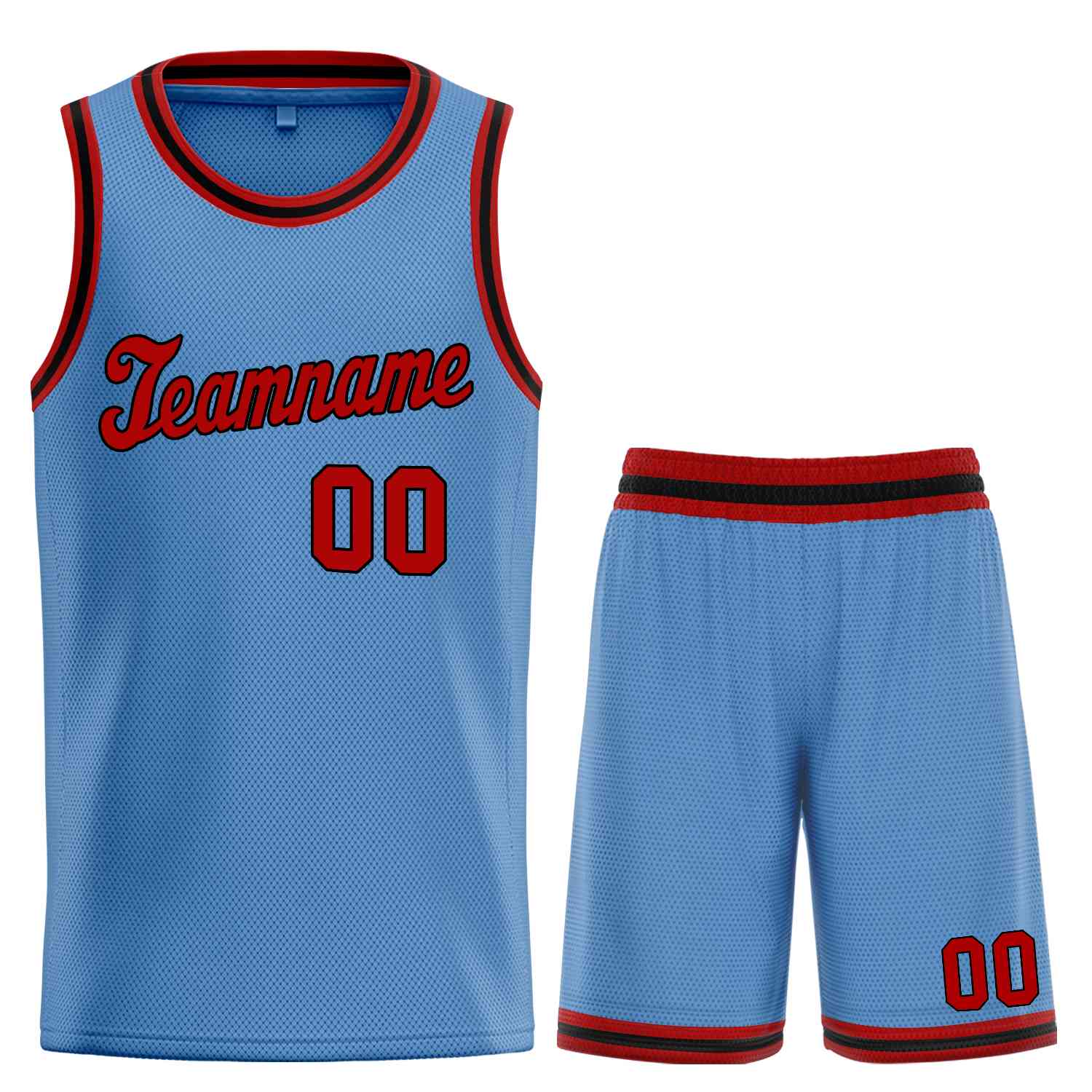 Custom Light Blue Red-Black Classic Sets Sports Uniform Basketball Jersey