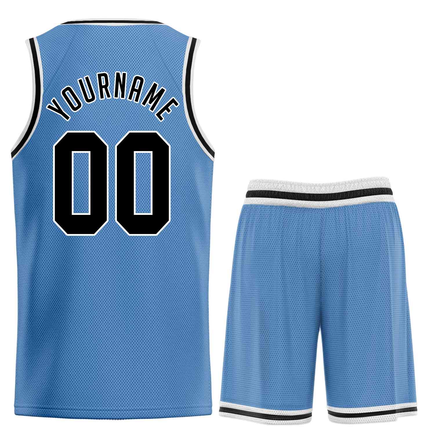 Maillot de basket-ball uniforme de sport, ensembles classiques bleu clair noir-blanc personnalisés