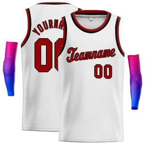 Maillot de basket-ball de jeu de Sport, haut classique personnalisé blanc rouge-noir