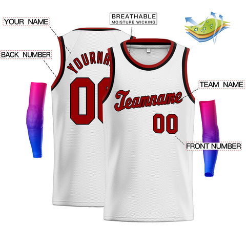 Custom White Red-Black Classic Tops Sport Game Basketball Jersey
