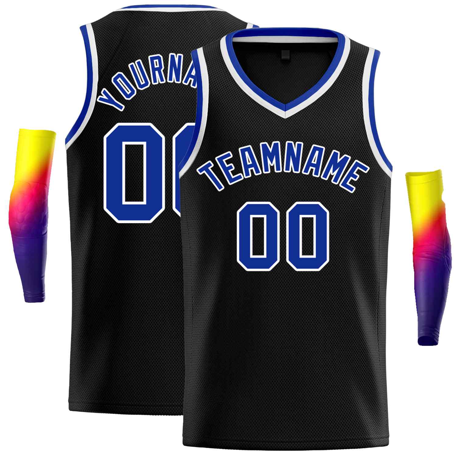 Custom Black Royal-White Classic Tops Men Casual Basketball Jersey