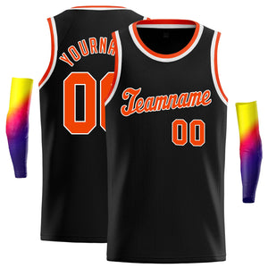 Débardeur classique personnalisé noir Orange-blanc, maillot de basket-ball