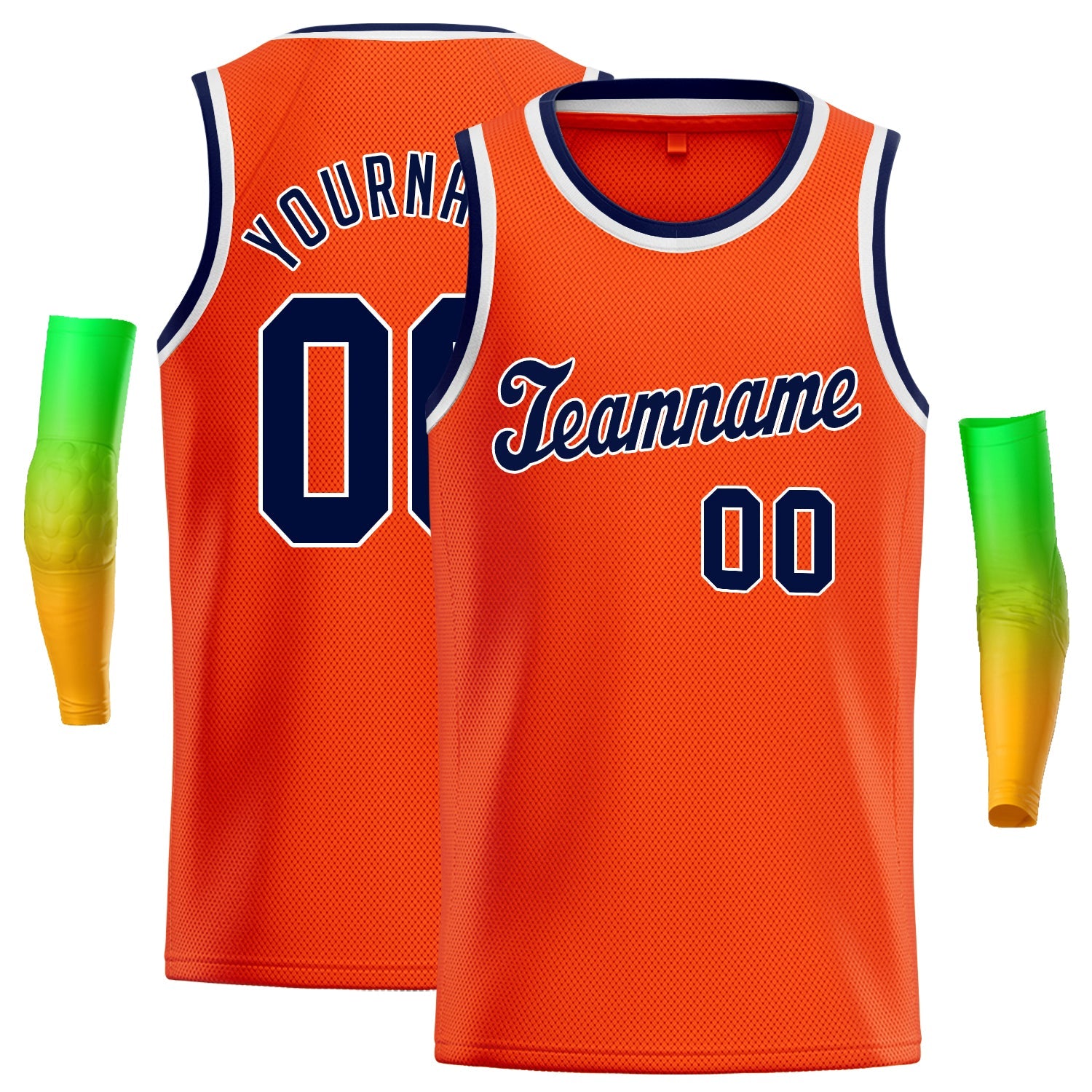 Custom Orange Navy-White Classic Tops Men Casual Basketball Jersey