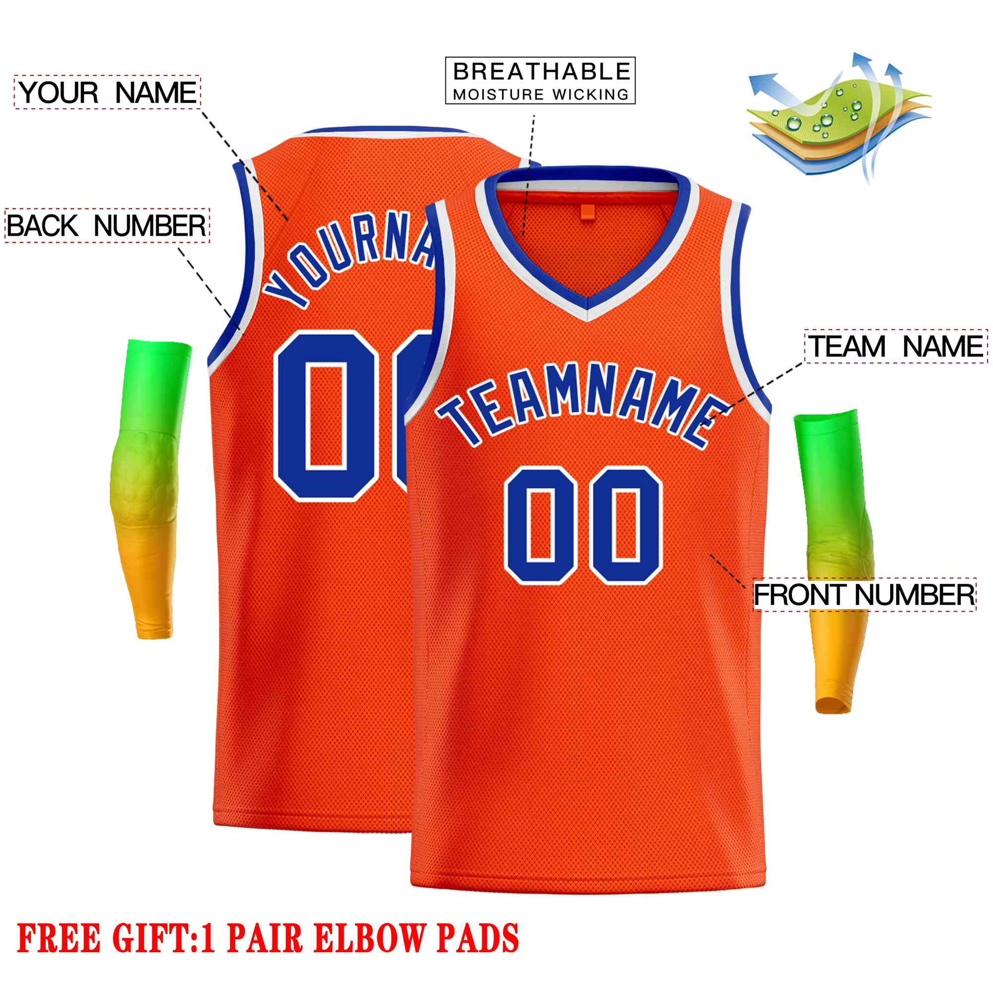 Custom Orange Royal-White Classic Tops Men Casual Basketball Jersey