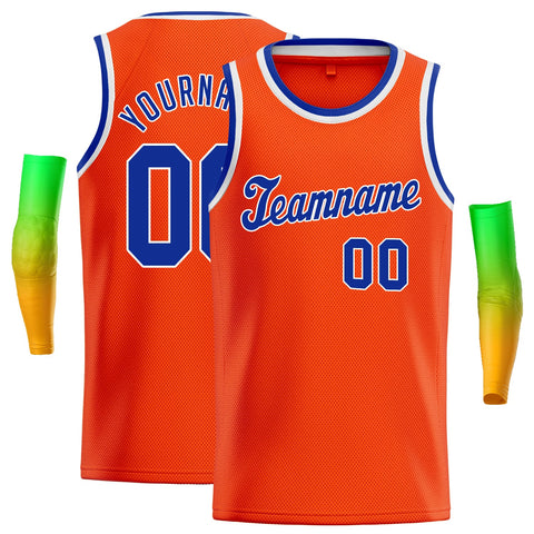 Custom Orange Rroya-White Classic Tops Men/Boy Basketball Jersey