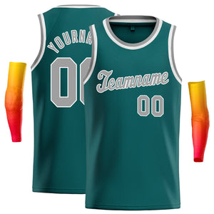 Custom Teal Gray-White Classic Tops Fashion Sportwear Basketball Jersey