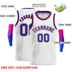 Custom White Royal-Red Classic Tops Men Casual Basketball Jersey