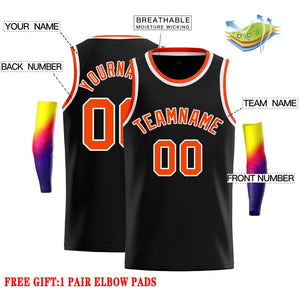 Custom Black Orange-White Classic Tops Casual Basketball Jersey