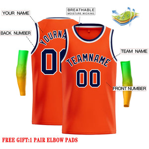 Custom Orange Navy-White Classic Tops Casual Basketball Jersey