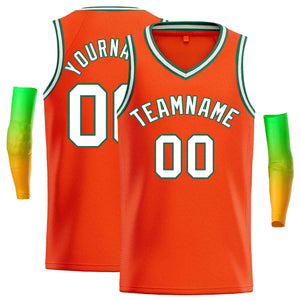 Maillot de basket-ball décontracté pour hommes, haut classique Orange blanc-vert personnalisé