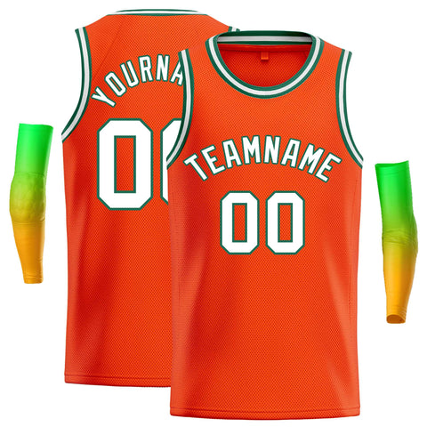 Custom Orange White-Green Classic Tops Casual Basketball Jersey