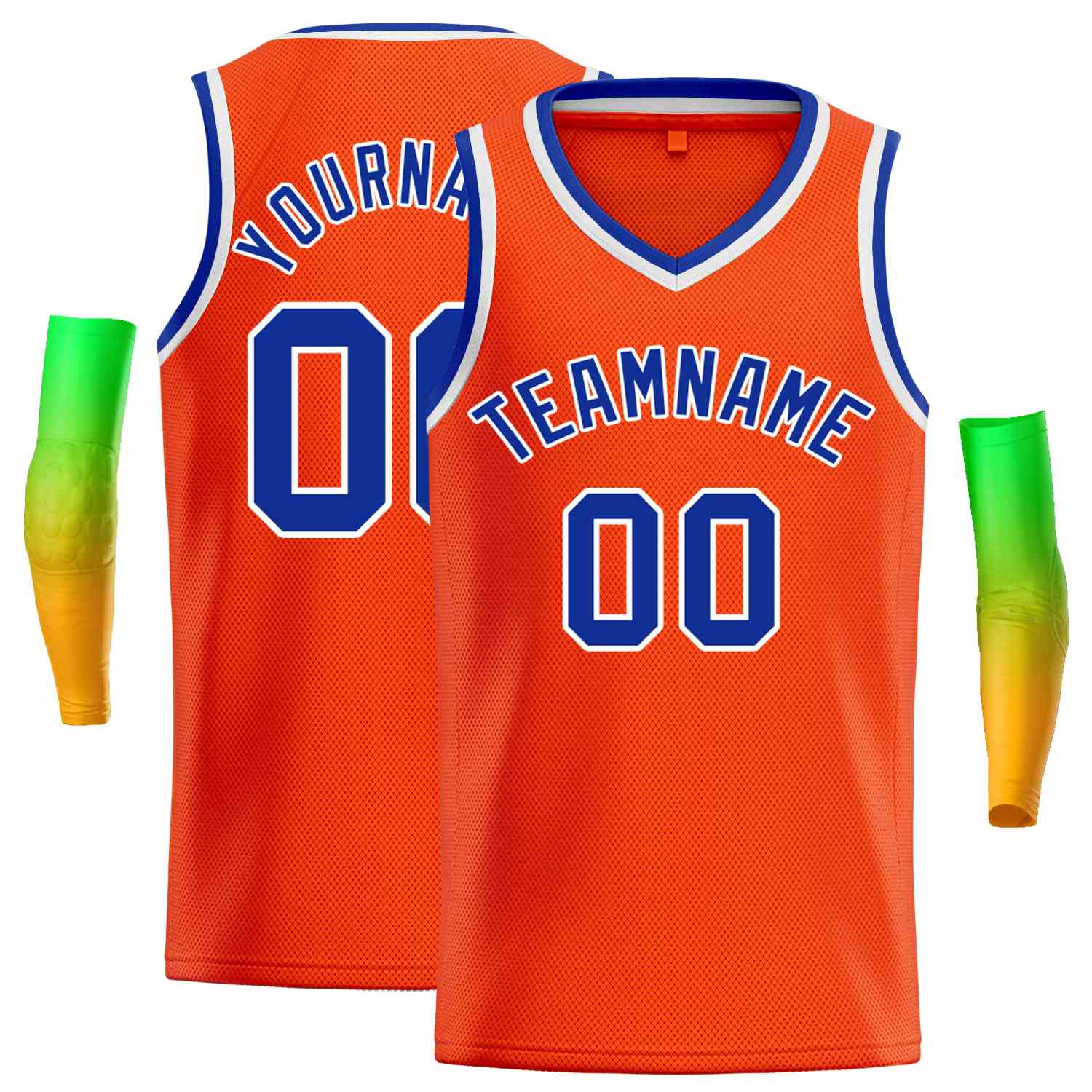 Maillot de basket-ball décontracté pour hommes, haut classique Orange Royal-blanc personnalisé